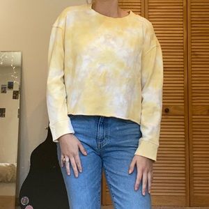 Target brand yellow/purple tie-dye sweater